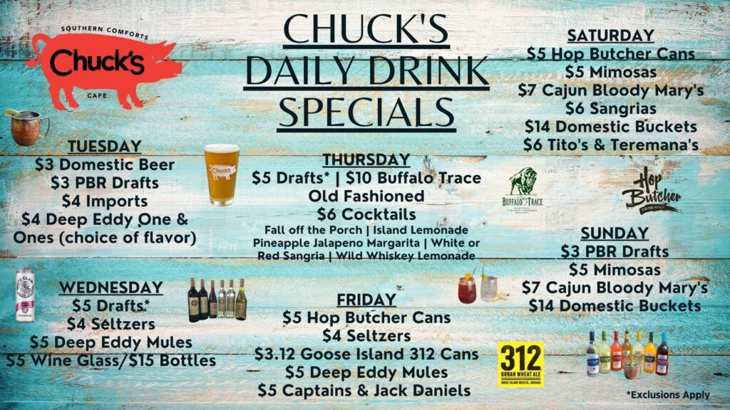Chuck's Daily Drink Specials